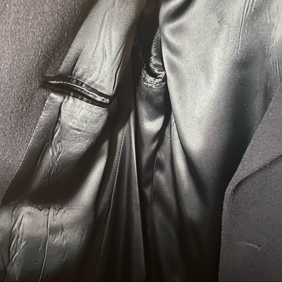 Vintage Pierre Cardin Coat Men's Black Wool Winter Longcoat 1970s
